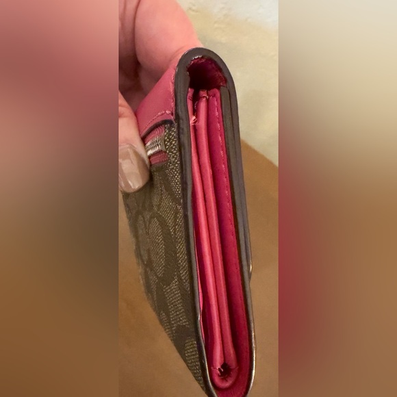 Coach Pink and Brown Women's Wallet - Picture 3 of 12